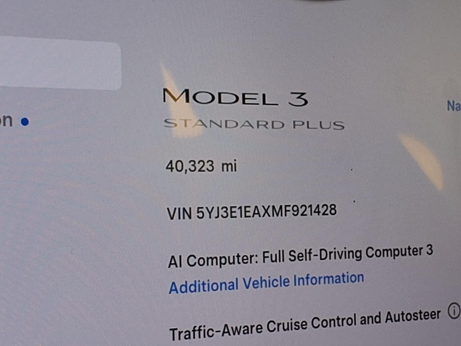 2021 Tesla Model 3 Standard Range Plus
